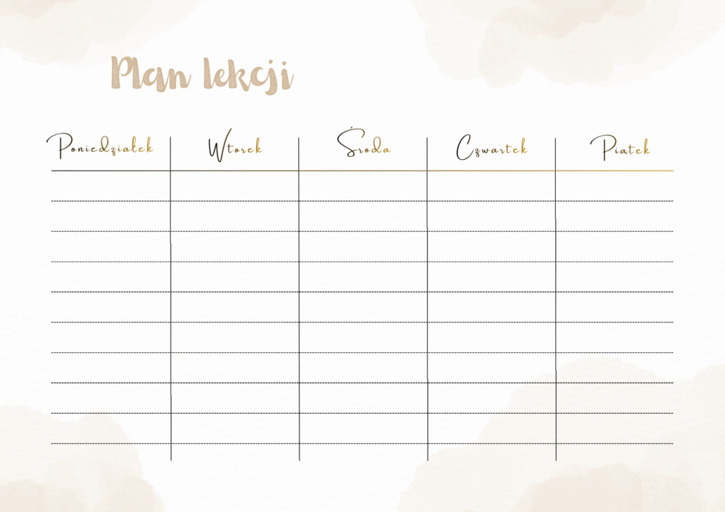 plan lekcji do druku